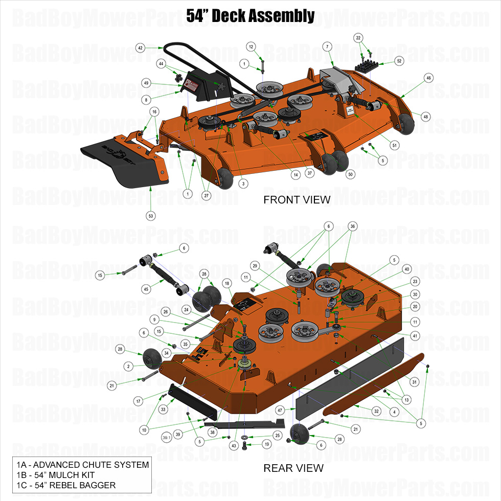 3818 - Bad Boy Mower Parts Lookup > 2025 > Rebel & Rebel X > 54\" Deck Assembly